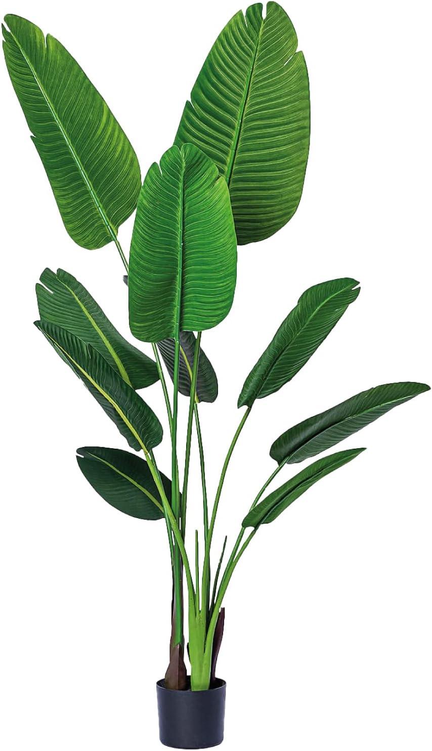 Bagari One 5 Foot Artificial Silk Bird of Paradise Palm Tree Potted Plant