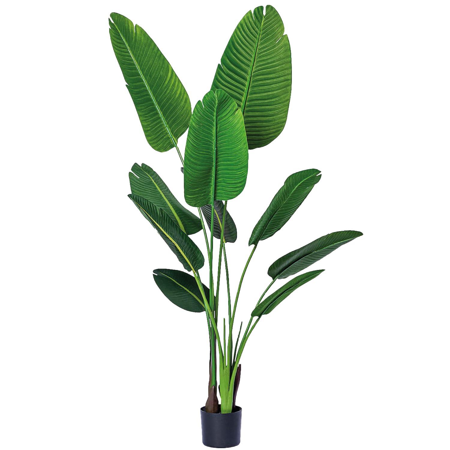 Bagari One 5 Foot Artificial Silk Bird of Paradise Palm Tree Potted Plant