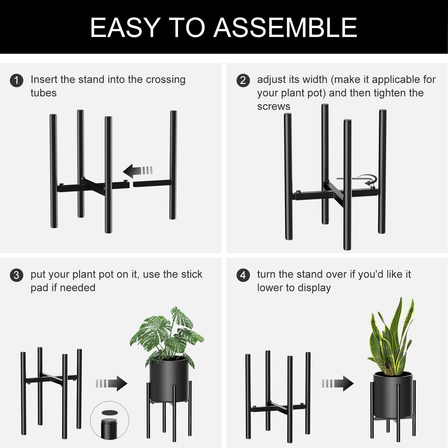 Metal Plant Stands for Indoor Plants Adjustable for 8 9 10 11 12 inches Planter Mid Century Stable Stylish Corner Plant Stand for Outdoor, Gold 1Pack, Pot not Included