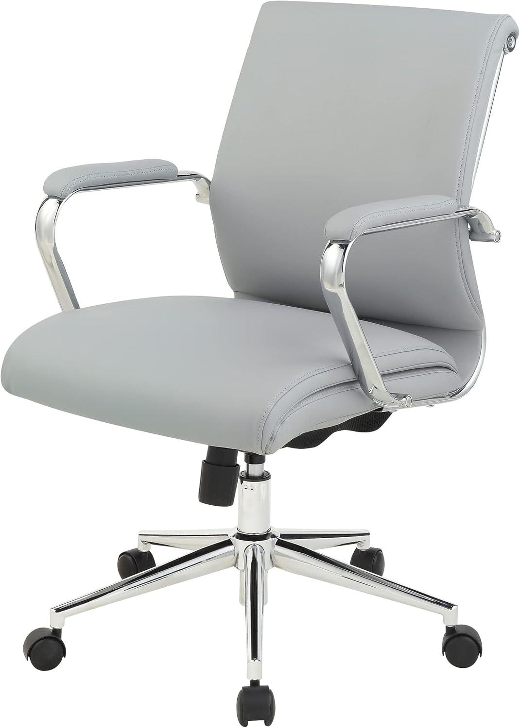 Mid Back Manager's Chair with Dillon Steel Gray Fabric and Chrome Base