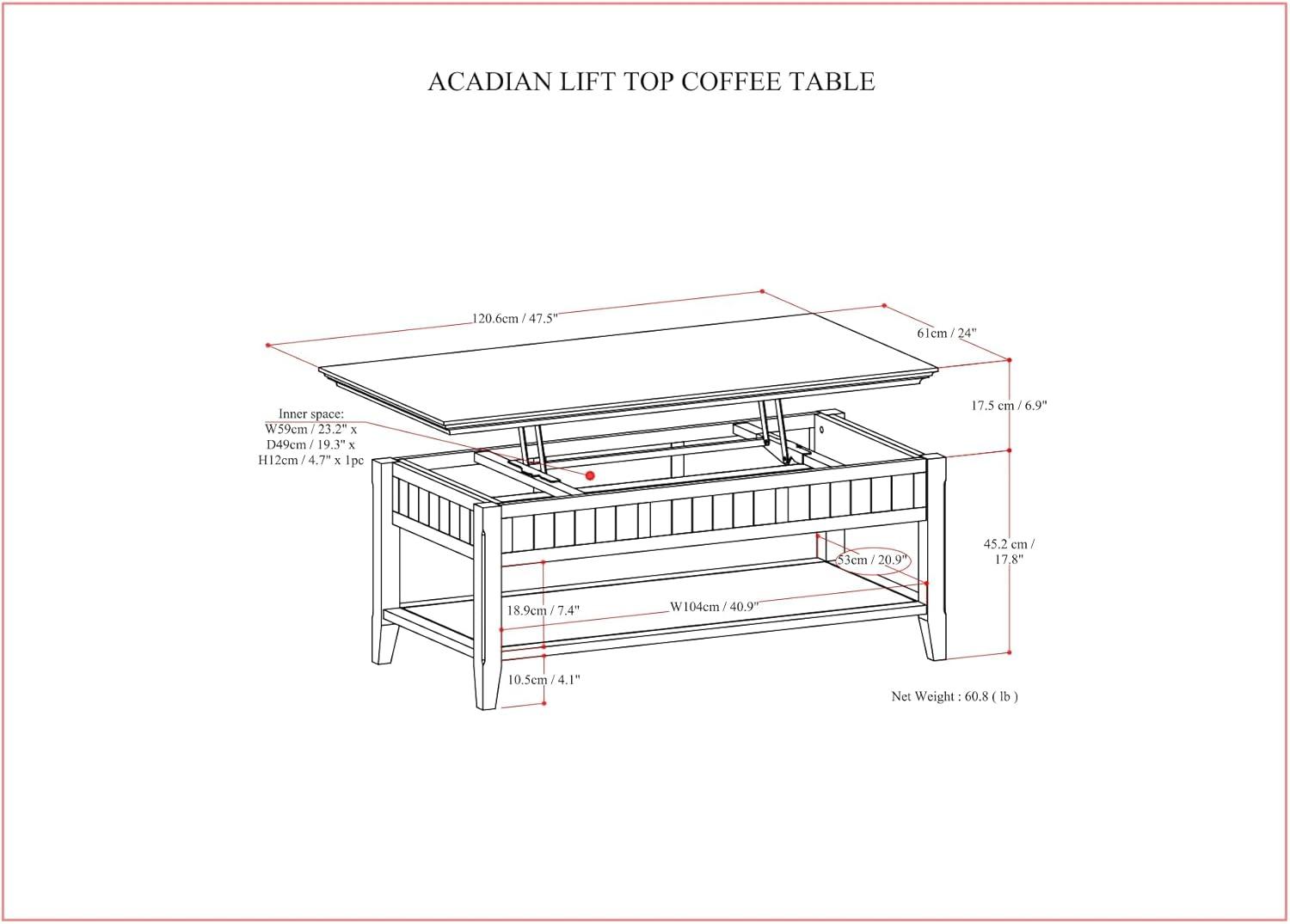 Acadian Lift Top Coffee Table