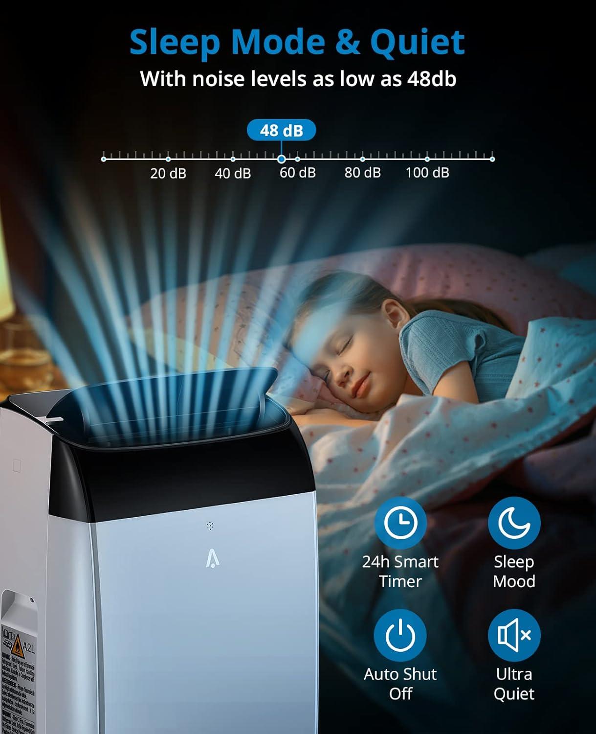 12000 BTU White Portable Air Conditioner with Remote Control