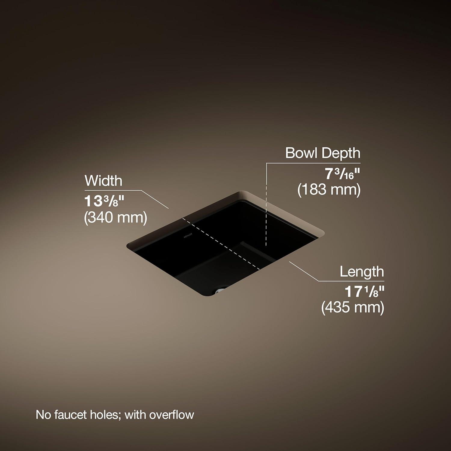 Verticyl 17" Rectangular Under-Mount Bathroom Sink with Overflow Drain