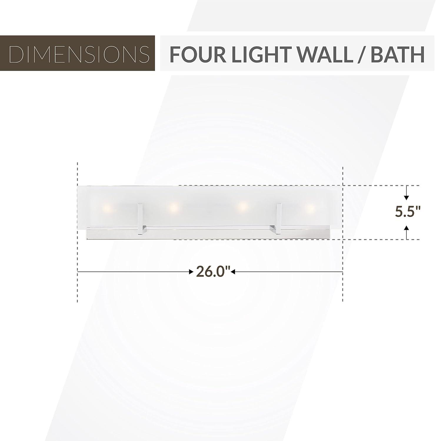 Syll 26" Chrome Rectangular 4-Light Dimmable Vanity Fixture