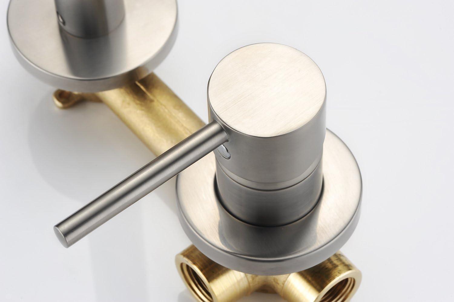 Brushed Nickel Wall-Mount Bathroom Faucet with Lever Handle