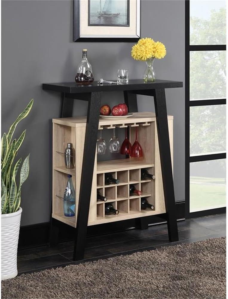 Convenience Concepts Newport Bar Console in Black and Weathered White Wood