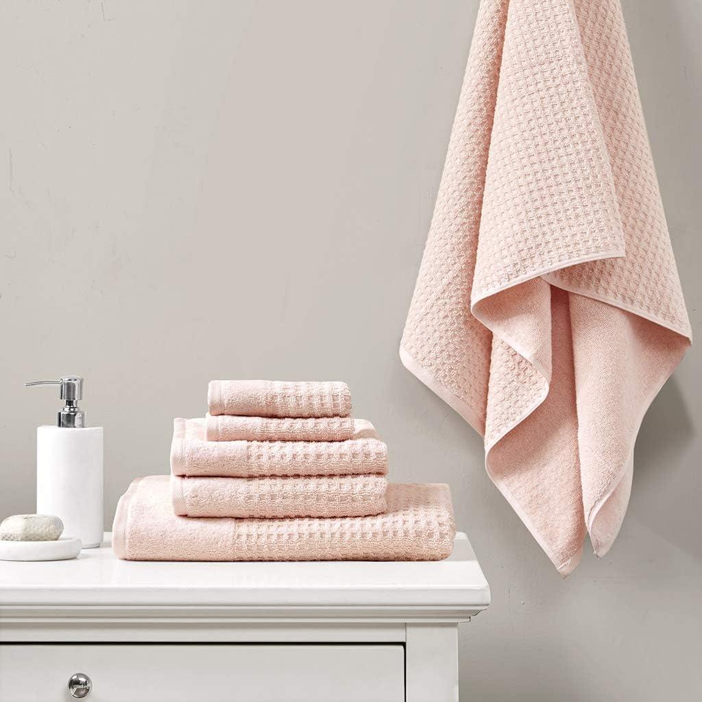 6pc Spa Waffle Jacquard Cotton Bath Towel Set