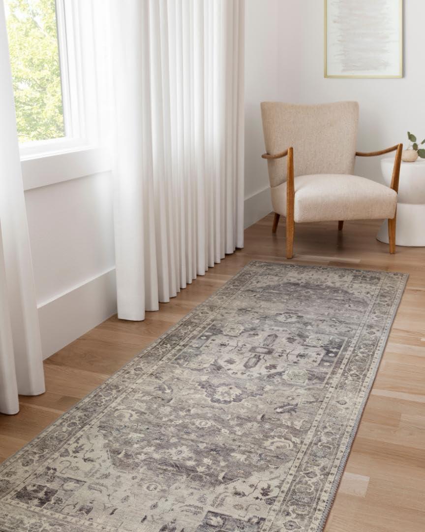 Loloi II Hathaway Printed Oriental Steel / Ivory Area Rug