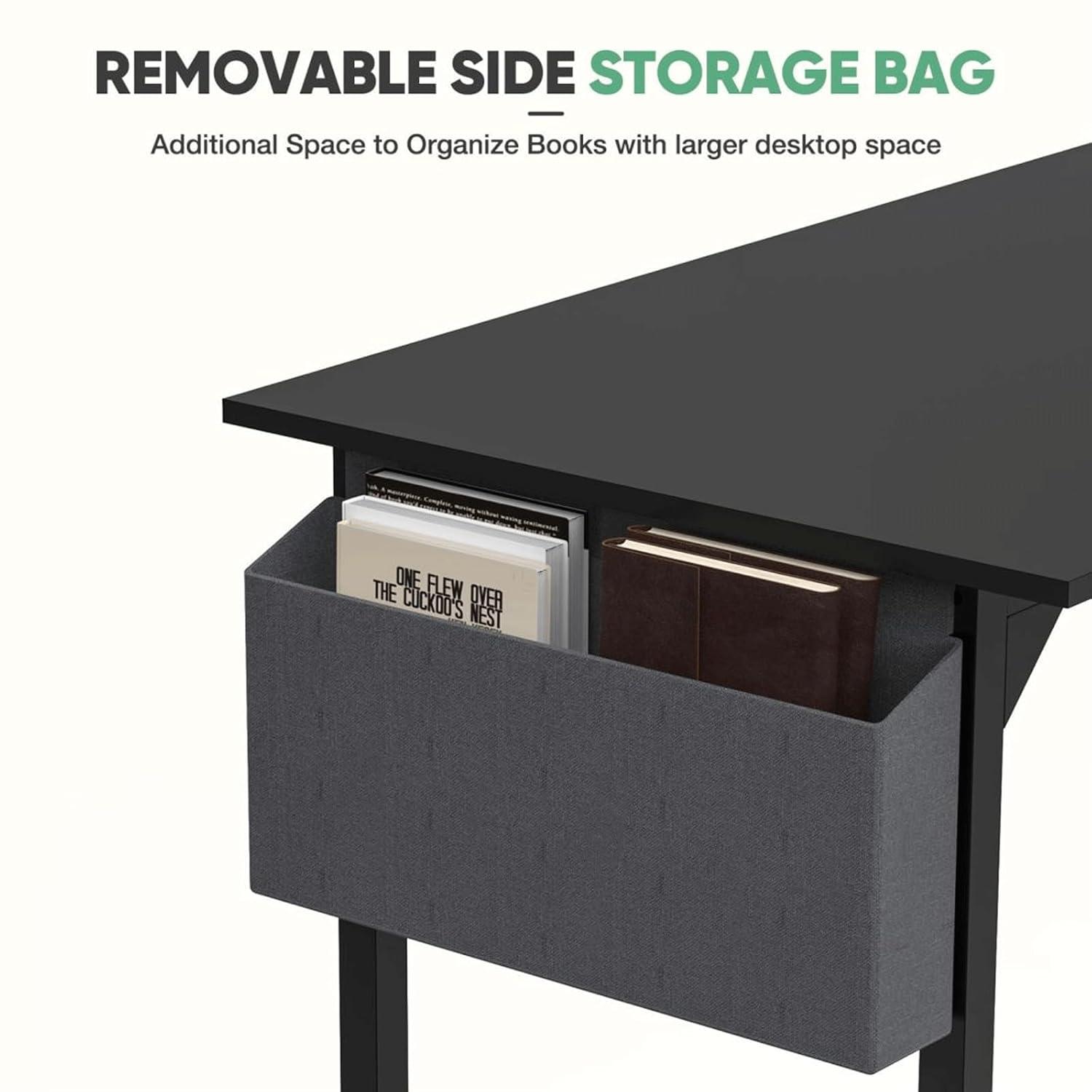 47 Inch Desk Office with Storage, Modern Simple Style Gaming Computer Table for Youth Student Adult, Metal and Wood Home Office Furniture, Nature