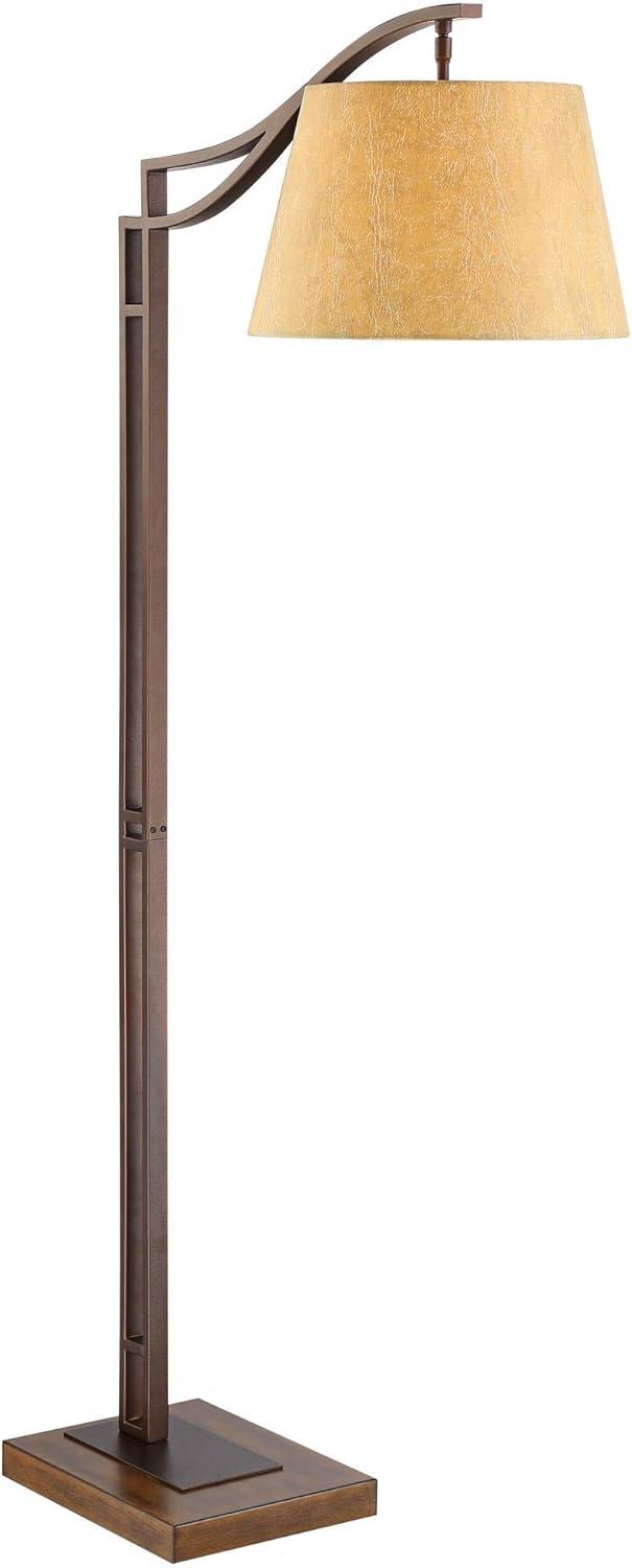 Tahoe 60" Bronze Metal & Faux Leather Industrial Arc Floor Lamp