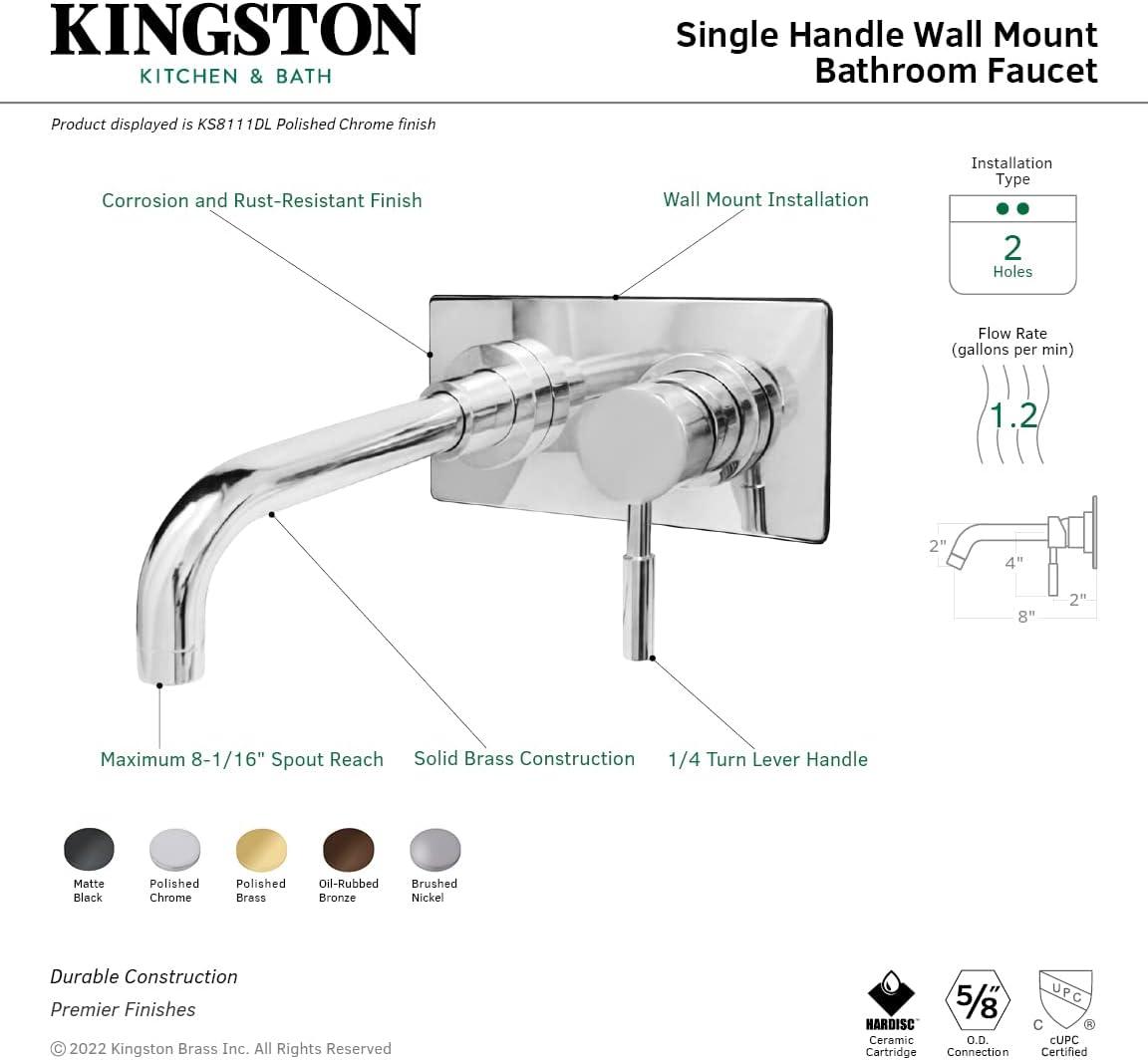 Concord Sleek Polished Chrome Single-Handle Wall Mount Bathroom Faucet