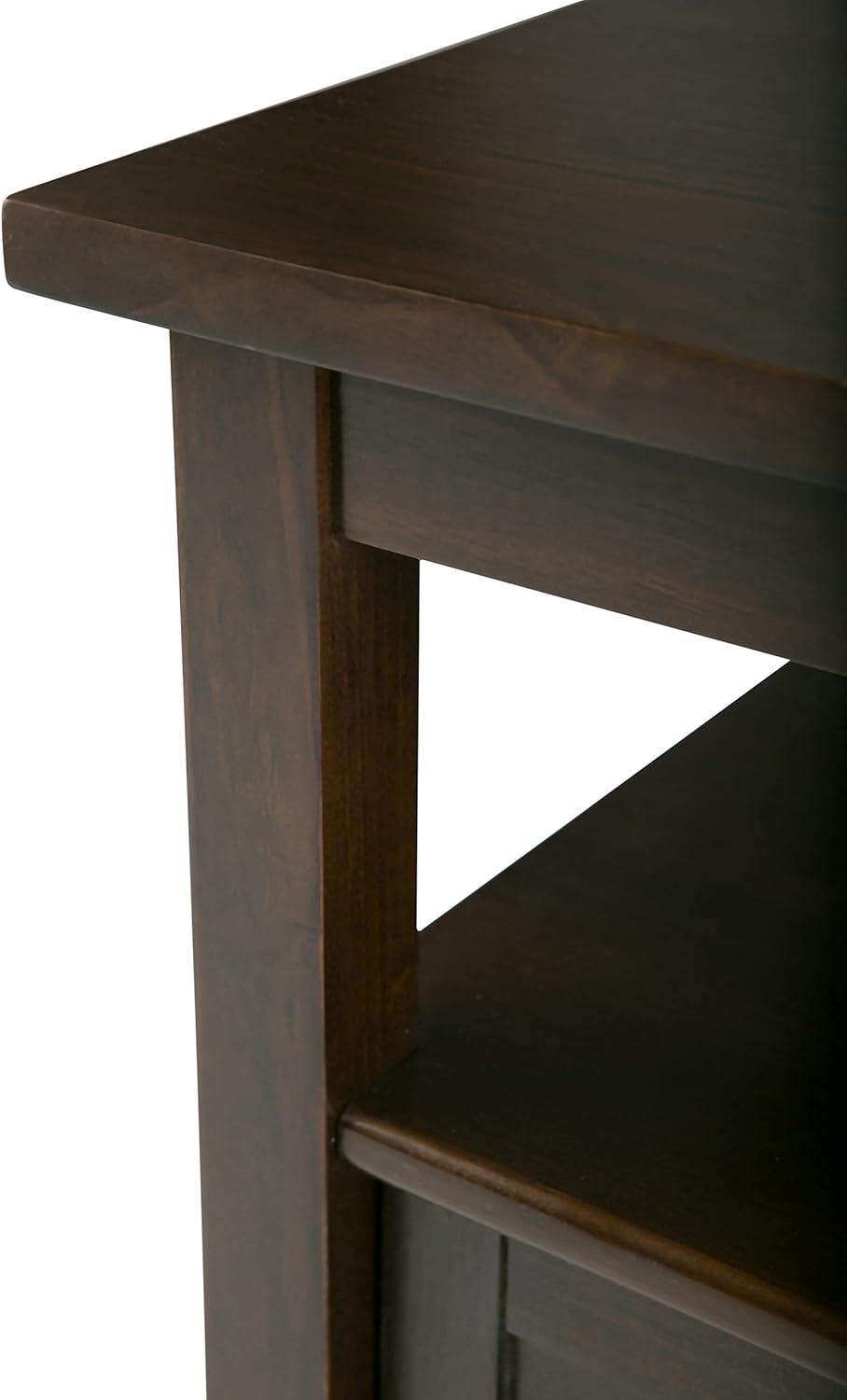 Tobacco Brown Rustic Solid Wood End Table with Storage