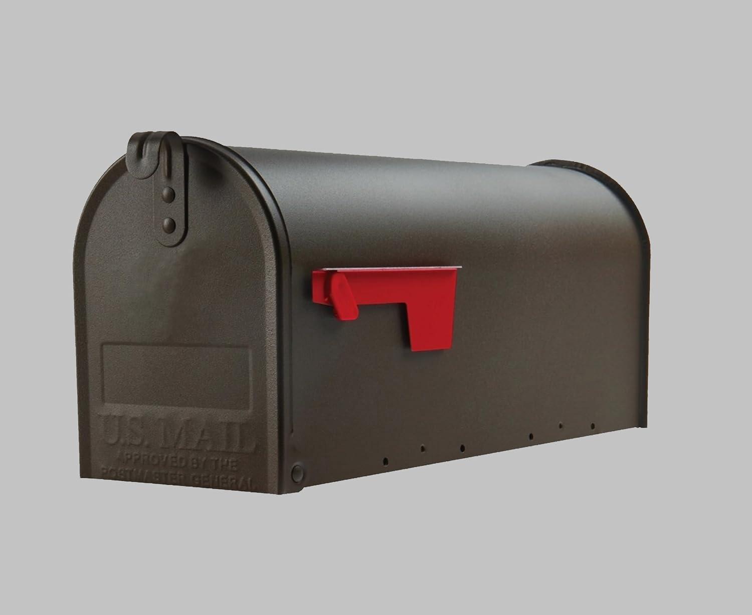 Medium Venetian Bronze Steel Post-Mount Mailbox