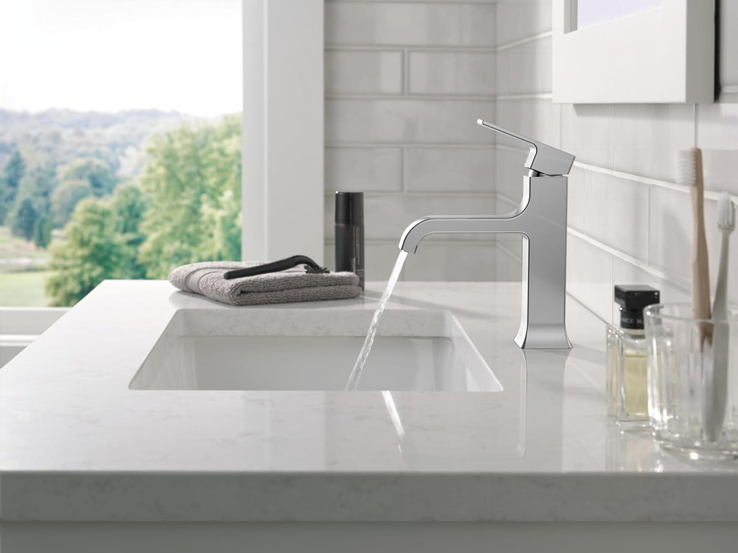 Velum Single Hole Curved Bathroom Faucet with Drain Assembly, Single Handle Bathroom Sink Faucet