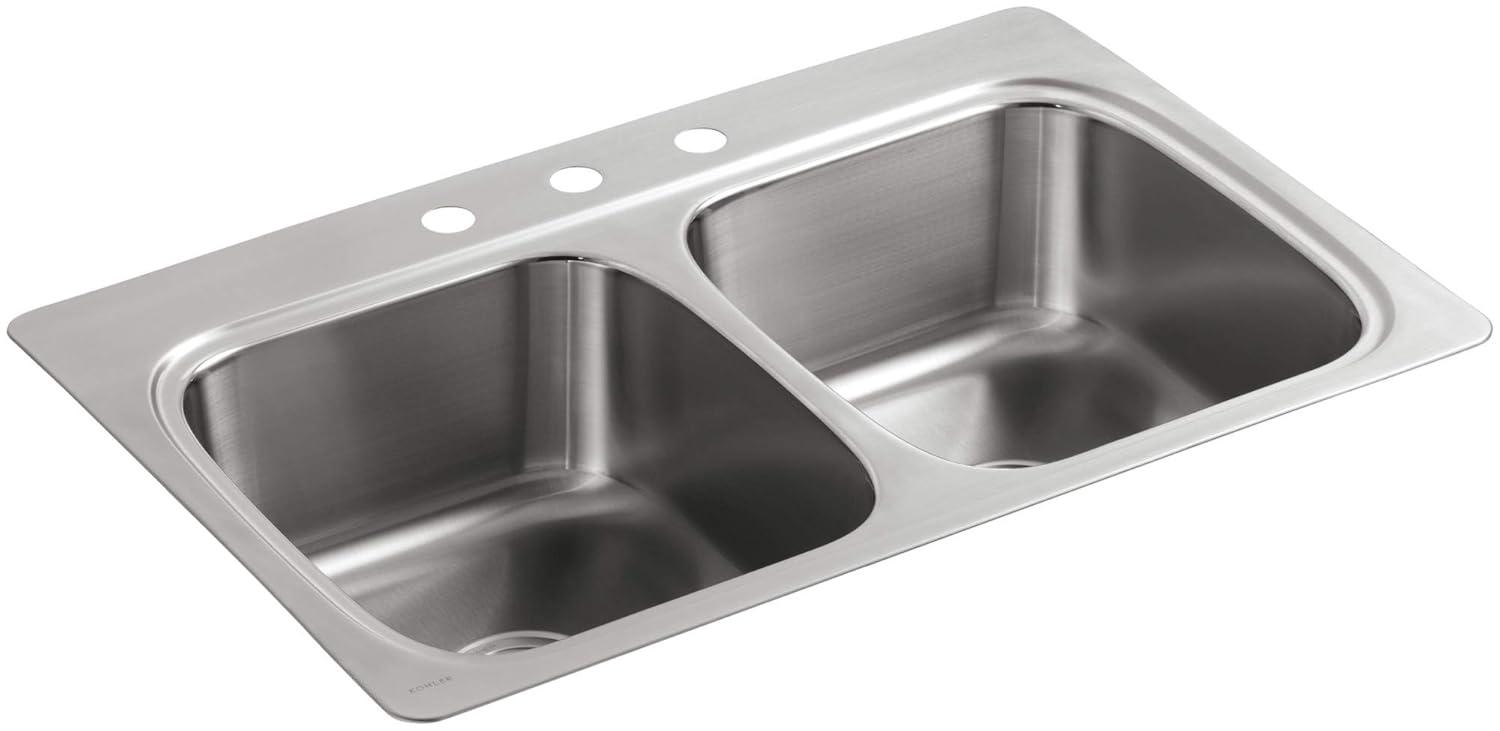 Verse Top-Mount Double-Equal Bowl Kitchen Sink with Single Faucet Hole