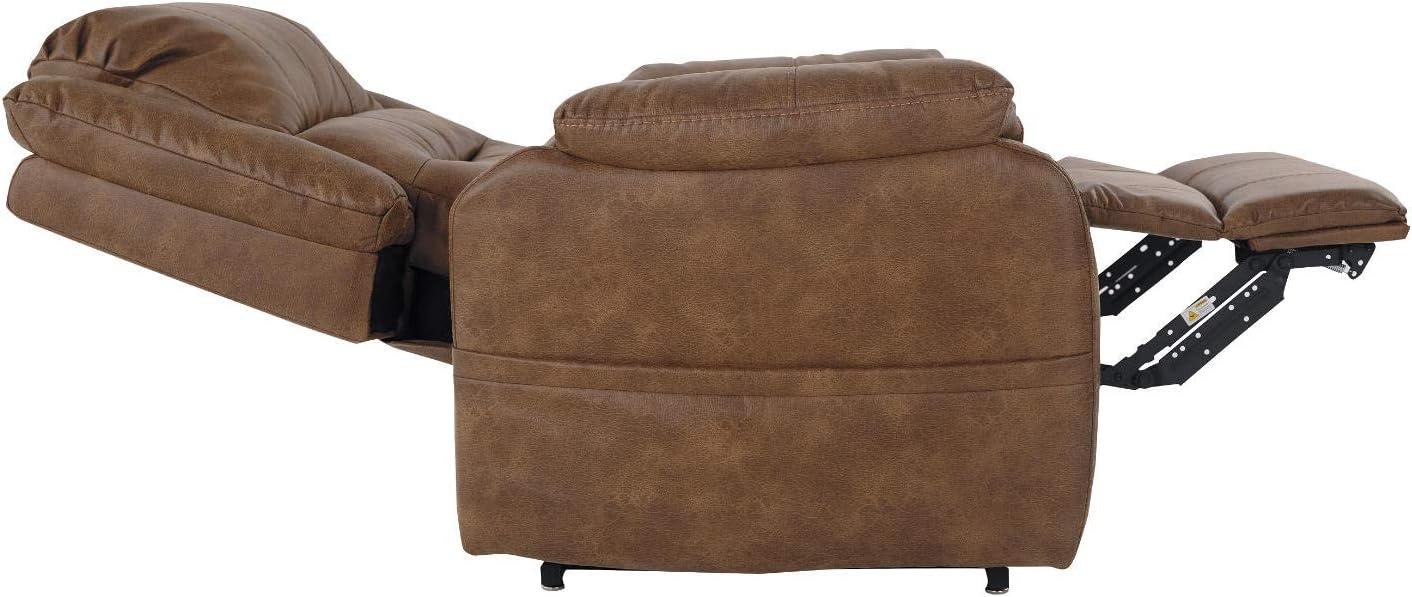 Saddle Brown Faux Leather Power Lift Recliner with Metal Frame