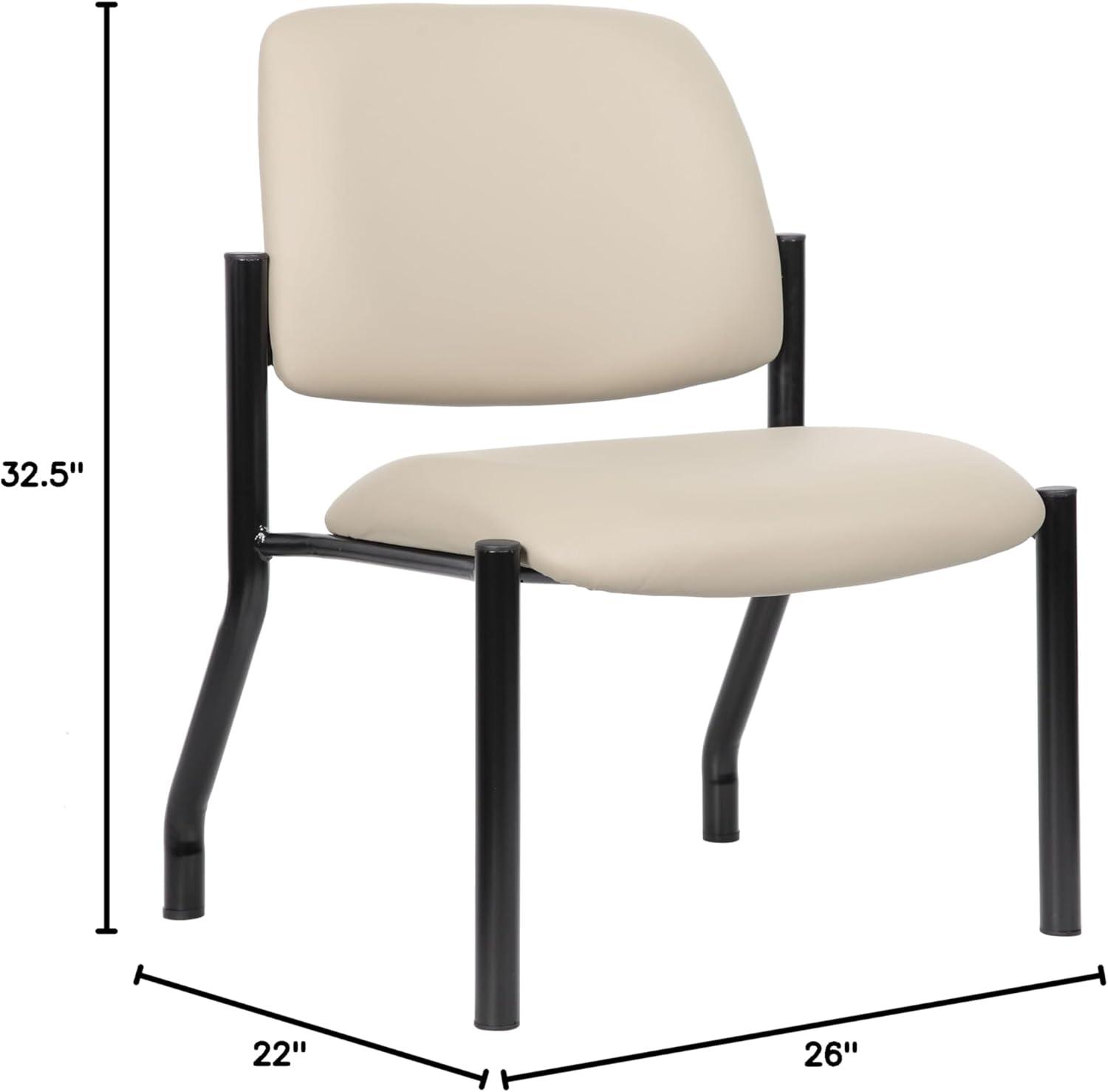Boss Office Products Antimicrobial Armless Guest Side Chair, 400 lb. weight capacity, Beige
