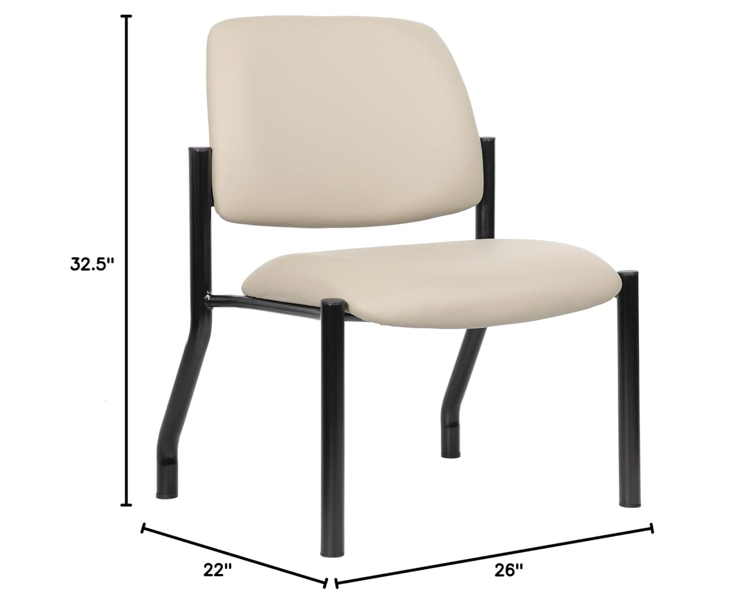 Boss Office Products Antimicrobial Armless Guest Side Chair, 400 lb. weight capacity, Beige