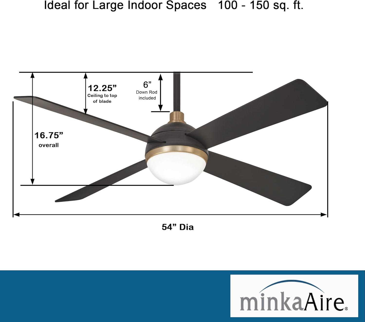 54" 4 - Blade LED Standard Ceiling Fan with Remote Control and Light Kit Included