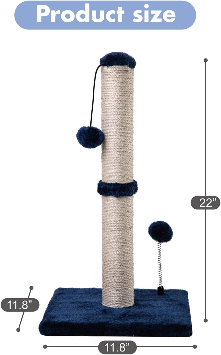 Sisal Scratch Posts with Hanging Ball 22in for Kittens Navy