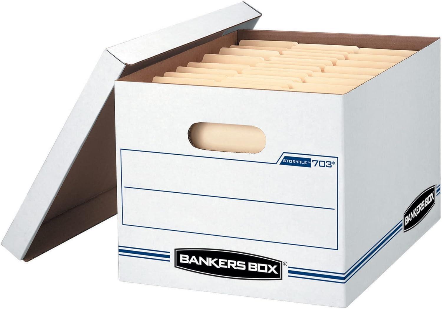 Bankers Box STOR/FILE Basic-Duty Storage Boxes, Letter/Legal Files, 12" x 16.25" x 10.5", White, 20/Carton