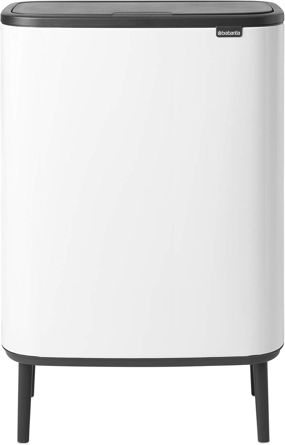 Brabantia Bo Hi Touch Top Dual Compartment Recycling Trash Can, 2 x 8 Gallon (16 Gallon Capacity)