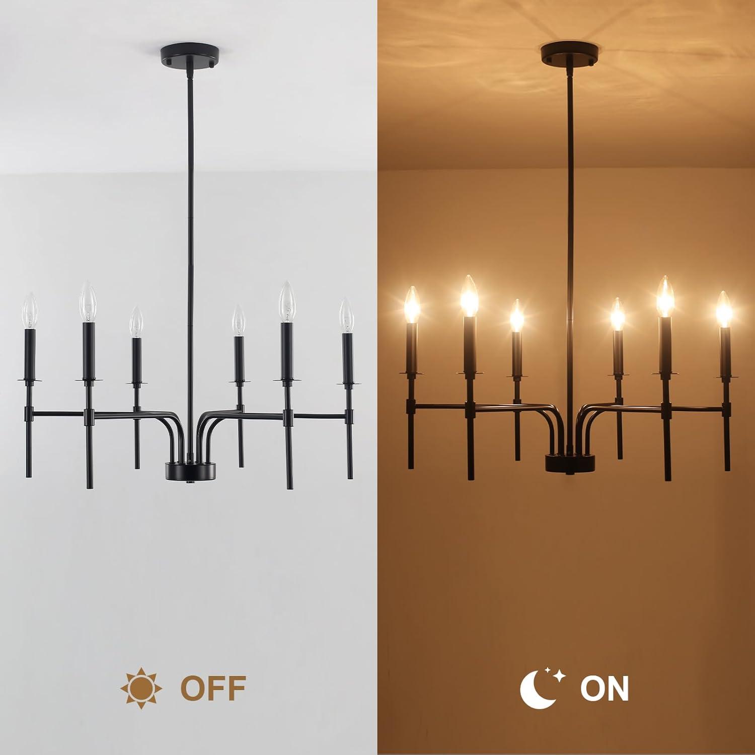 Black Metal 6-Light Candle Style Chandelier