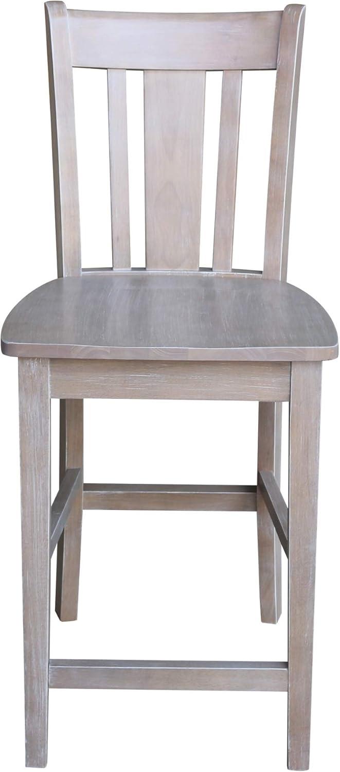 San Remo Washed Gray Taupe Solid Wood Counterheight Stool - 24" Seat