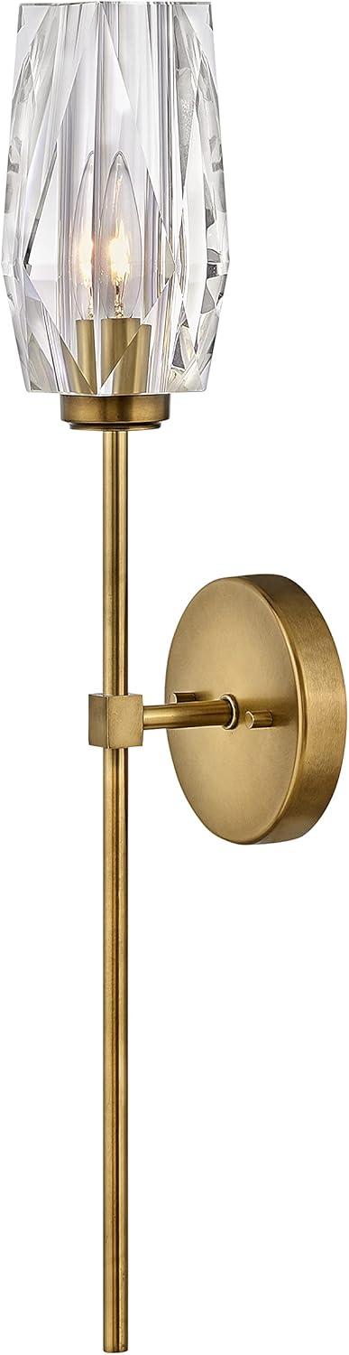 Ana 1-Light Wall Sconce w/ Faceted Heavy-Cut Diamond-Shaped Crystal Shade - Heritage Brass
