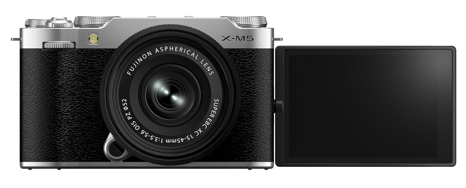 Fujifilm X-M5 Mirrorless Camera Body with XC 15-45mm F3.5-5.6 OIS PZ Lens (Silver)