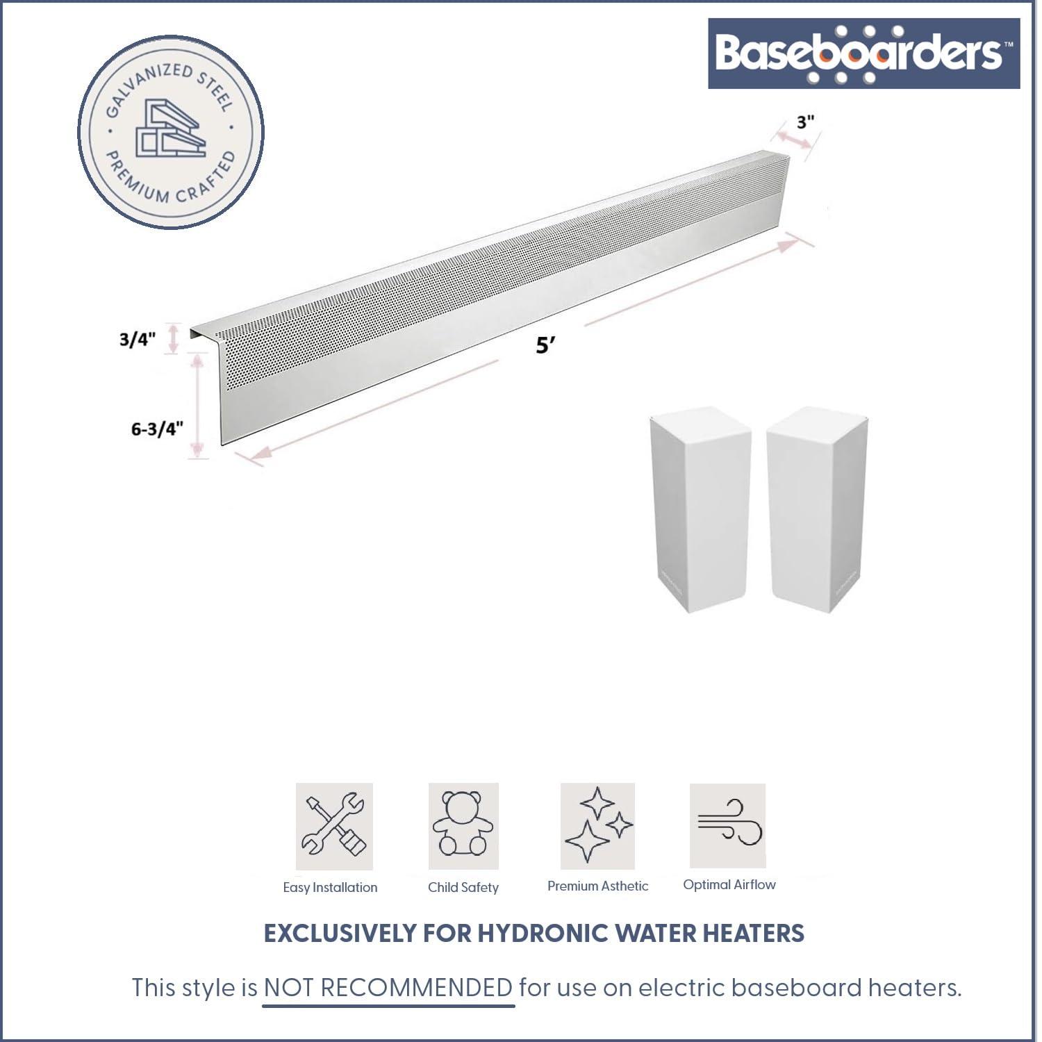 Baseboarders Baseboarders Basic Steel Easy Slip-On Baseboard Heater Cover Coupler - White