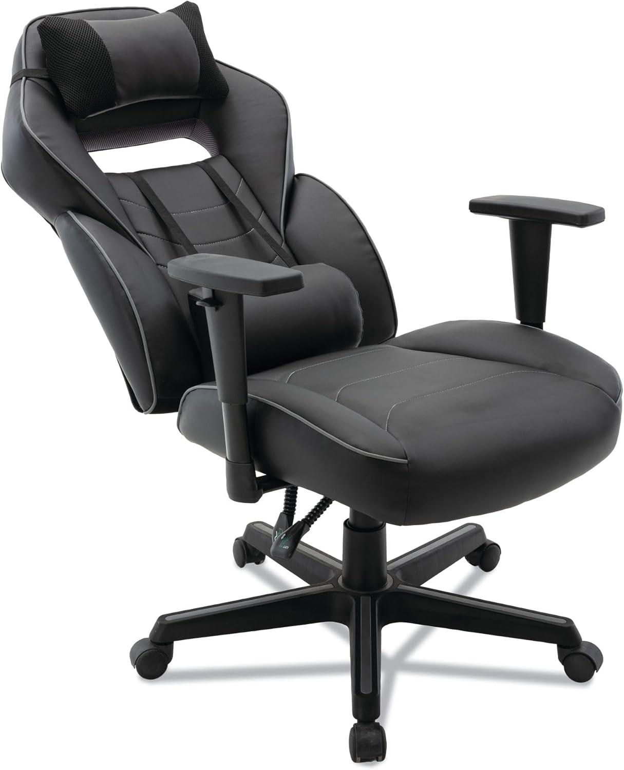 Alera Racing Style Ergonomic Gaming Chair, Supports 275 lb, 15.91" to 19.8" Seat Height, Black/Gray Trim Seat/Back, Black/Gray Base