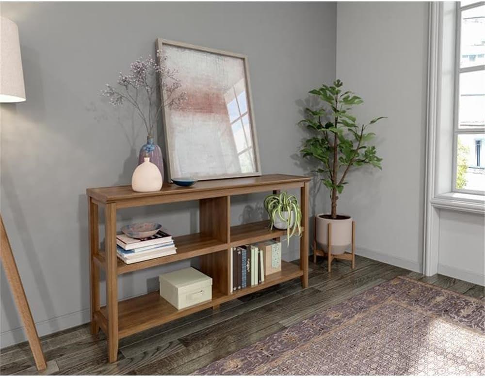 HomeRoots Brown Solid Wood Double Bookcase