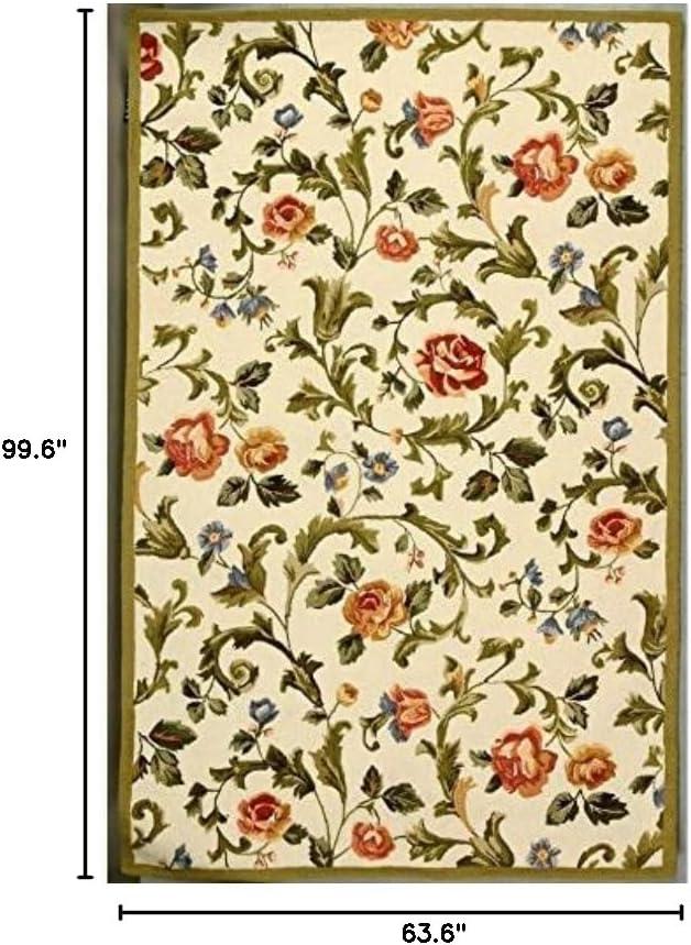 SAFAVIEH Chelsea Georgiana Floral Wool Area Rug, Black, 5'3" x 8'3"