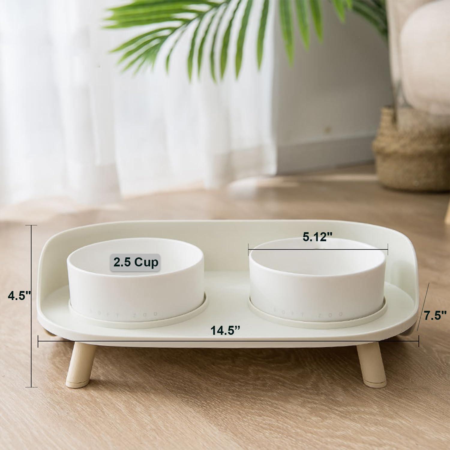 Elevated Dual Ceramic Bowl Feeder with Non-Slip Stand