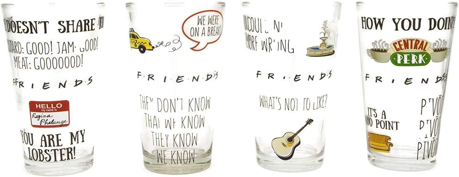 Friends Quotes and Doodles 16oz Recyclable Pint Glass Set