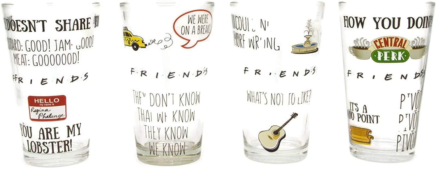 Friends Quotes Pattern 4-Piece 16 oz Pub Glass Set