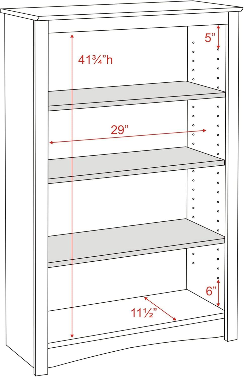 Transitional White Lacquered 4-Shelf Adjustable Bookcase