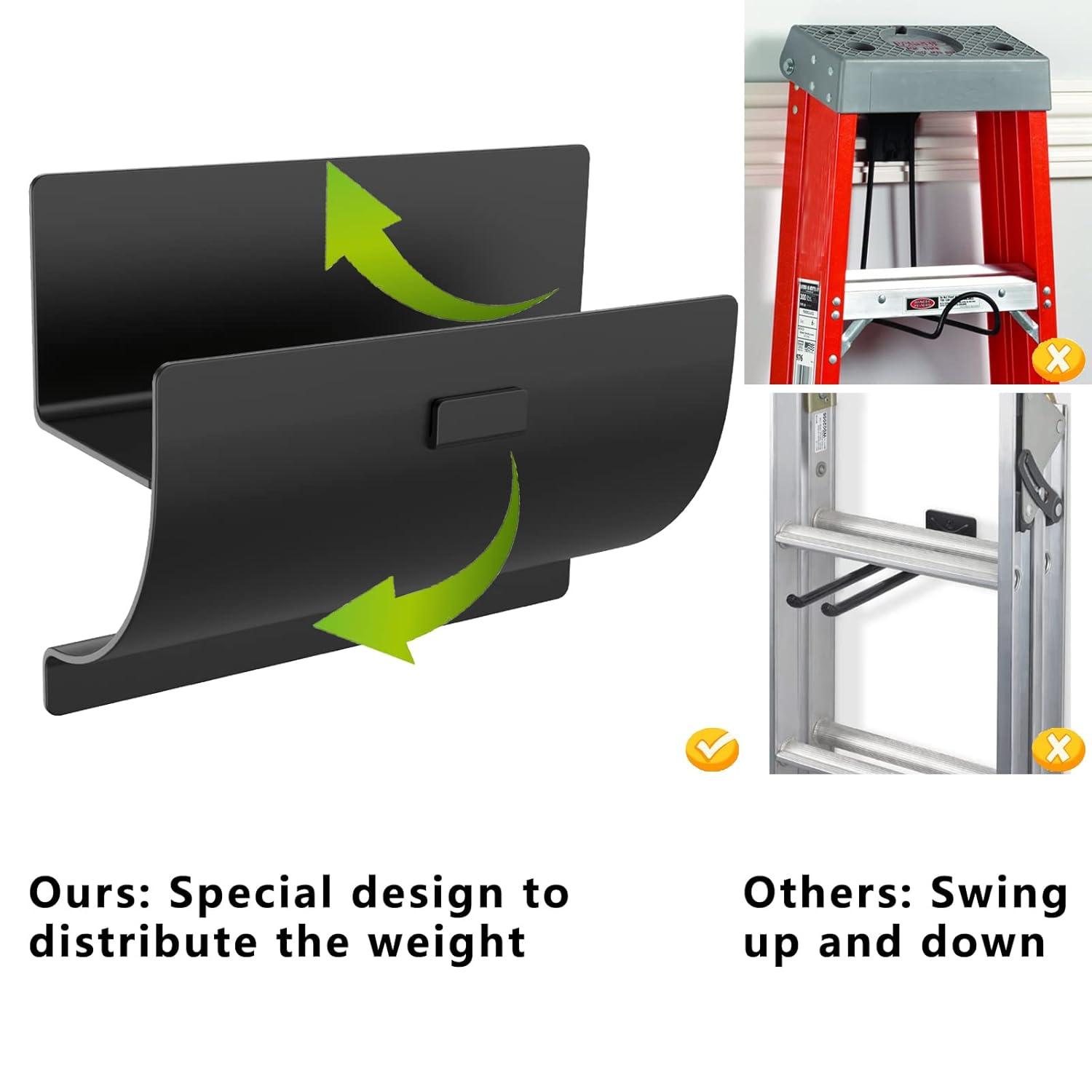 Wall Storage Hangers,Ladder Rack, Ladder Accessory,Ladder Hangers for Garage Wall Mount Ladder Rack Heavy Duty Metal Black with Screws (16.5 inch 1PCS)