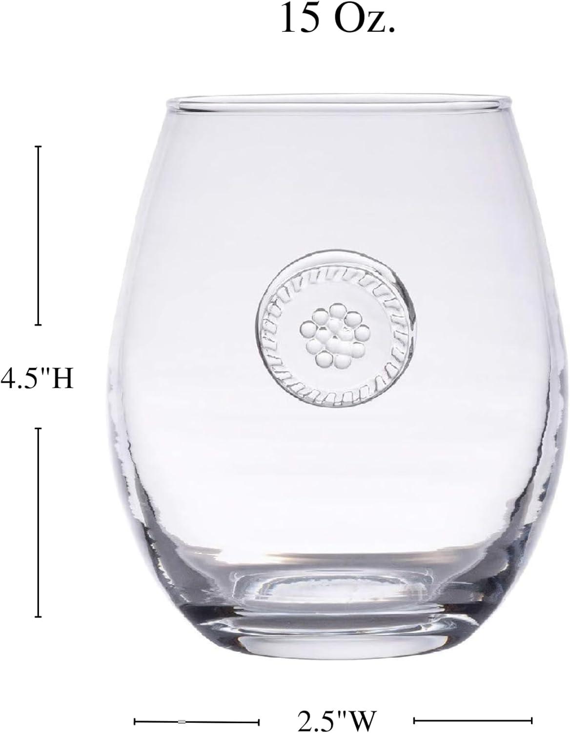 Clear Embossed Glass Stemless White Wine Glass