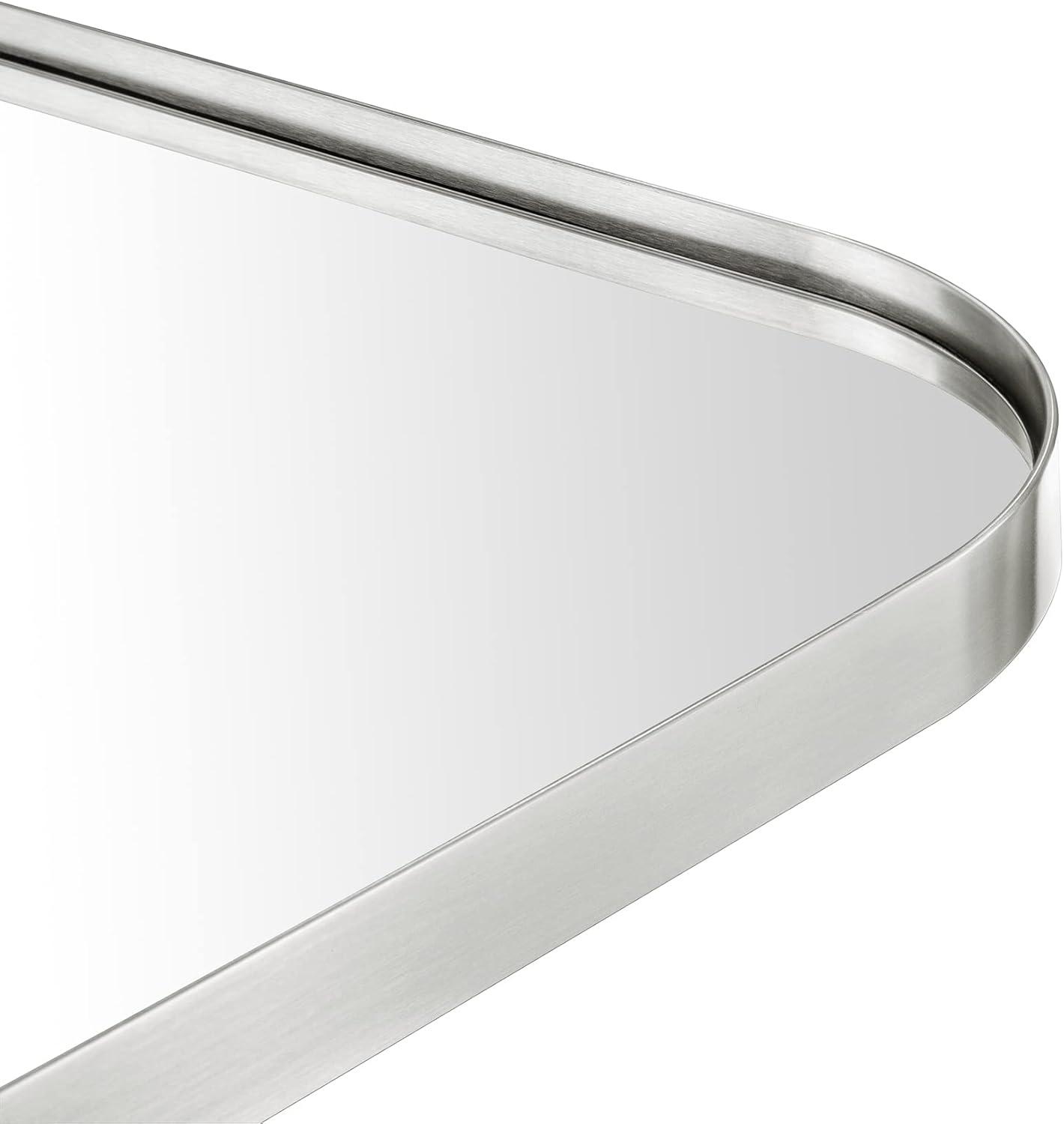 TEHOME 16 in. W x 28.3 in. H Arched Metal Framed Recessed Medicine Cabinet with Mirror for bathroom in Brushed Nickel