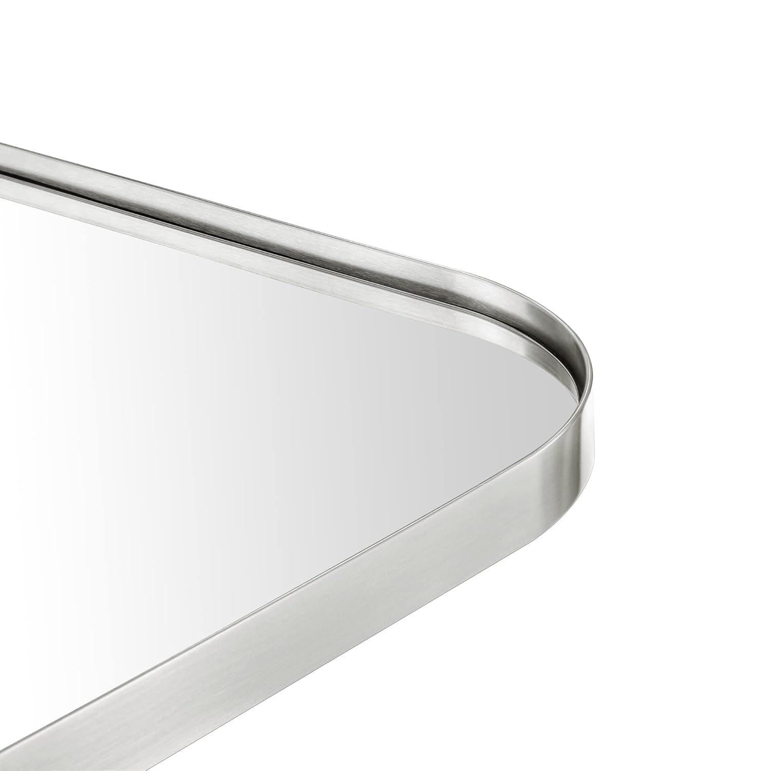 TEHOME 16 in. W x 28.3 in. H Arched Metal Framed Recessed Medicine Cabinet with Mirror for bathroom in Brushed Nickel