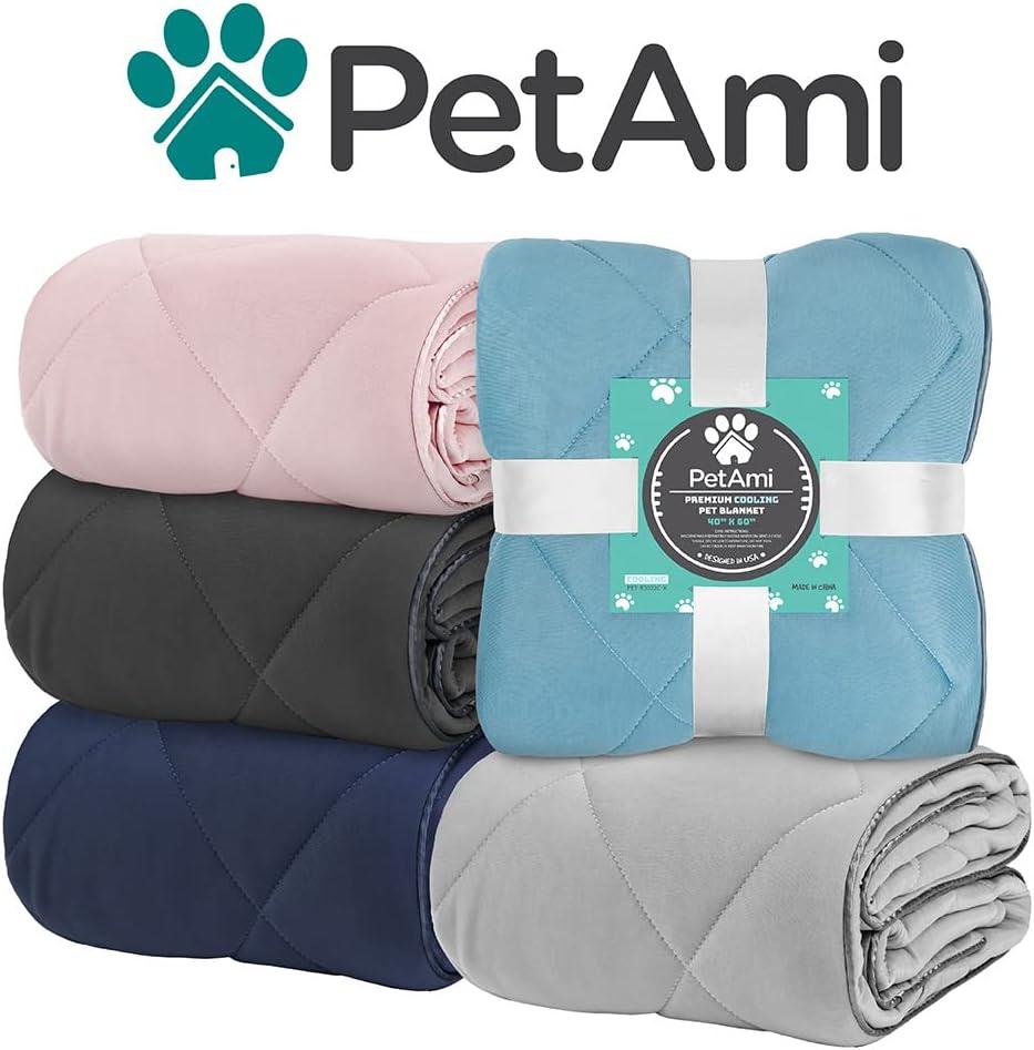 PetAmi Cooling Dog Blanket, Lightweight Reversible Fluffy Fuzzy Pet Throw Furniture Bed Couch Sofa Cover Protector