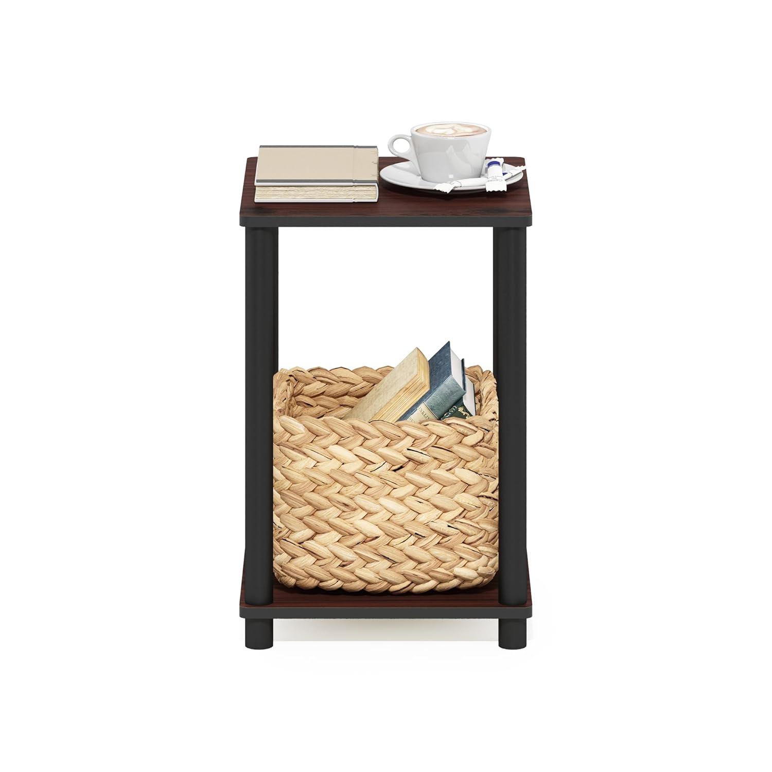 Furinno Turn-N-Tube Haydn Engineered Wood End Table in Dark Cherry/Black