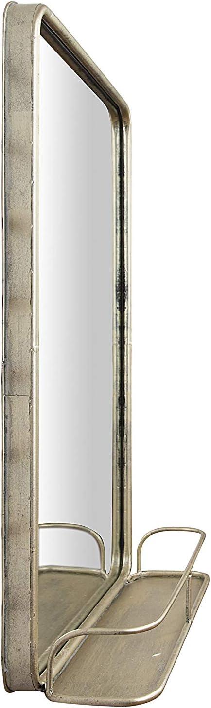 Creative Co-Op Metal Framed Wall Mirror with Shelf and Antique Nickel Finish