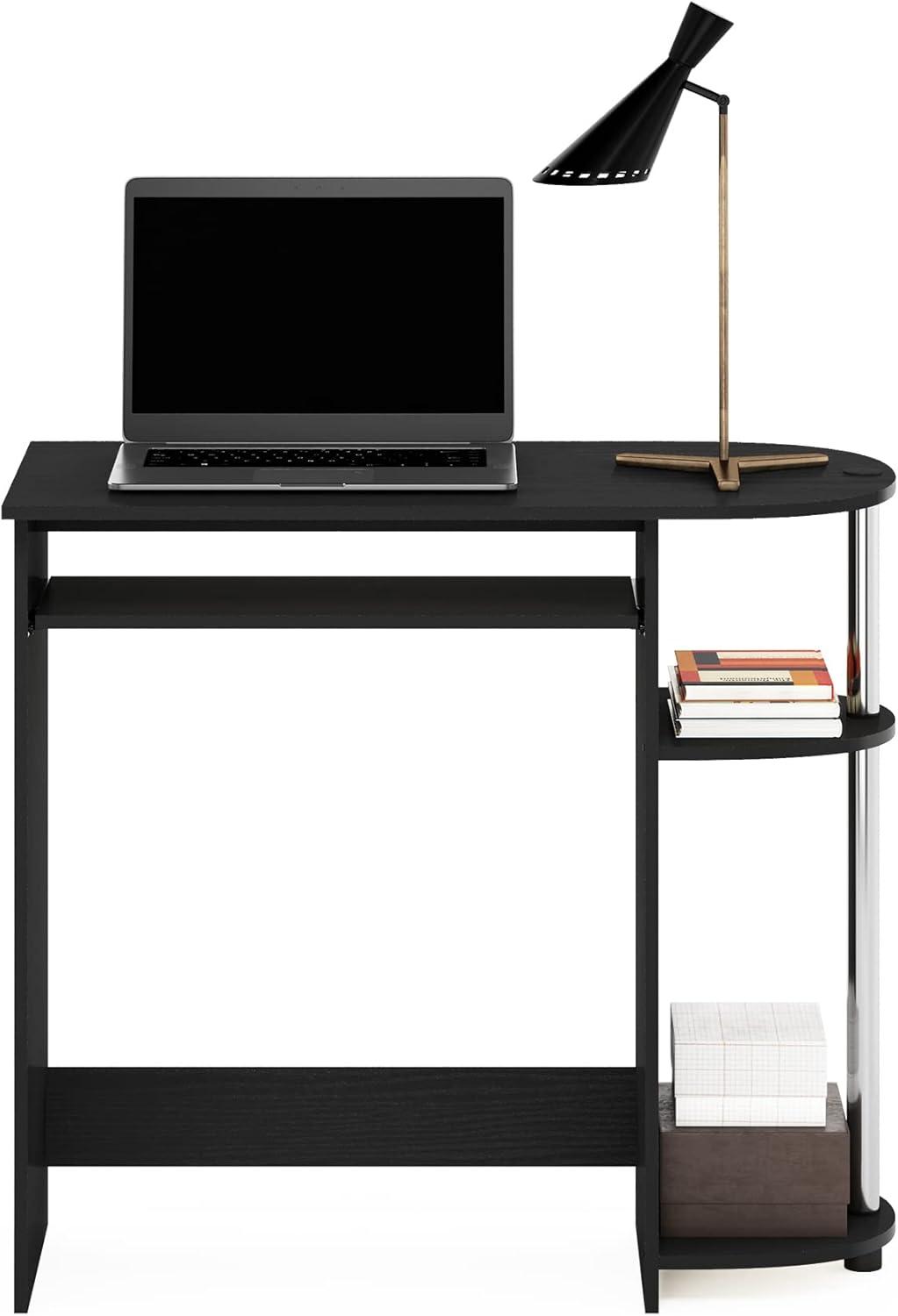 Furinno Simplistic Easy Assembly Computer Desk, Americano, Stainless Steel Tubes