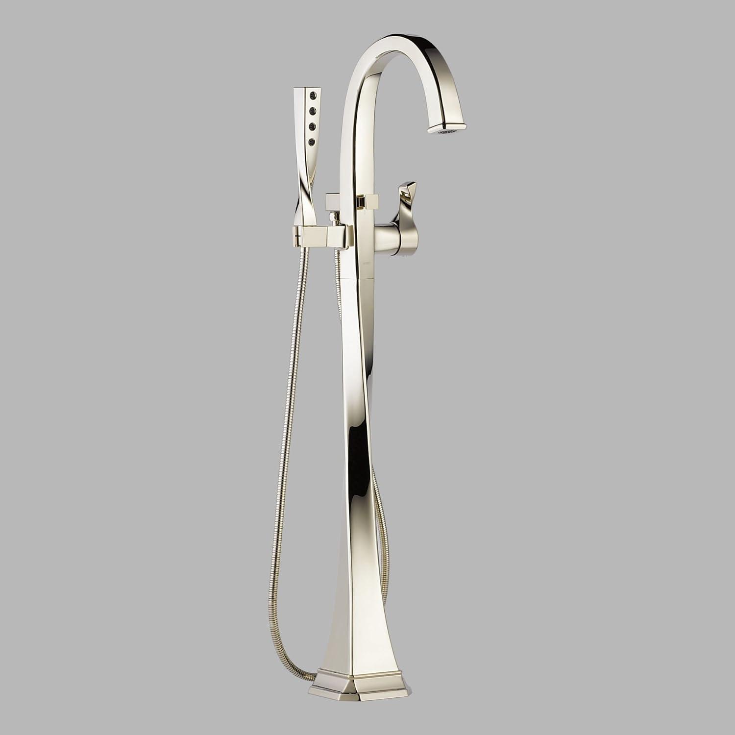 Polished Nickel Single-Handle Freestanding Tub Filler with Handshower