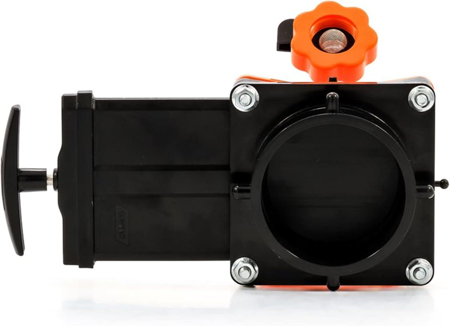 Camco Rhino Blaster Pro Clear Elbow Trailer RV Holding Tank Rinser w/Gate Valve, Vacuum Breaker, & 4-Prong Bayonet Swivel Fitting for Waste Management