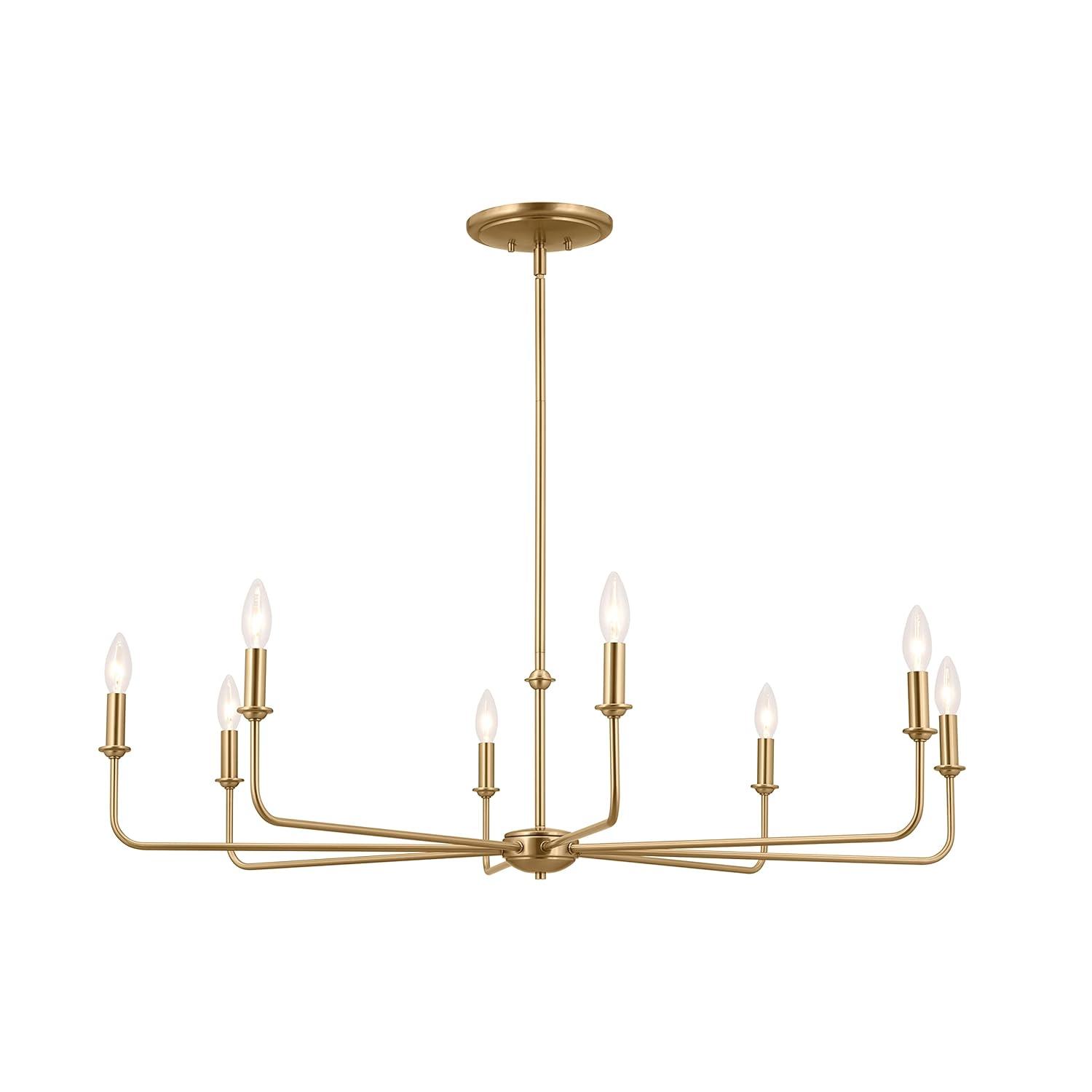 Classic 8 Light Chandelier with White Linen Shades