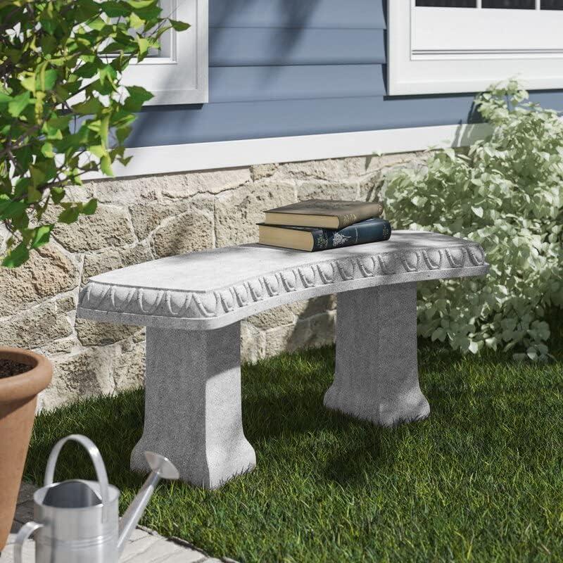 Garden Bench – Natural Granite Appearance – Made of Resin – Lightweight – 12” Height